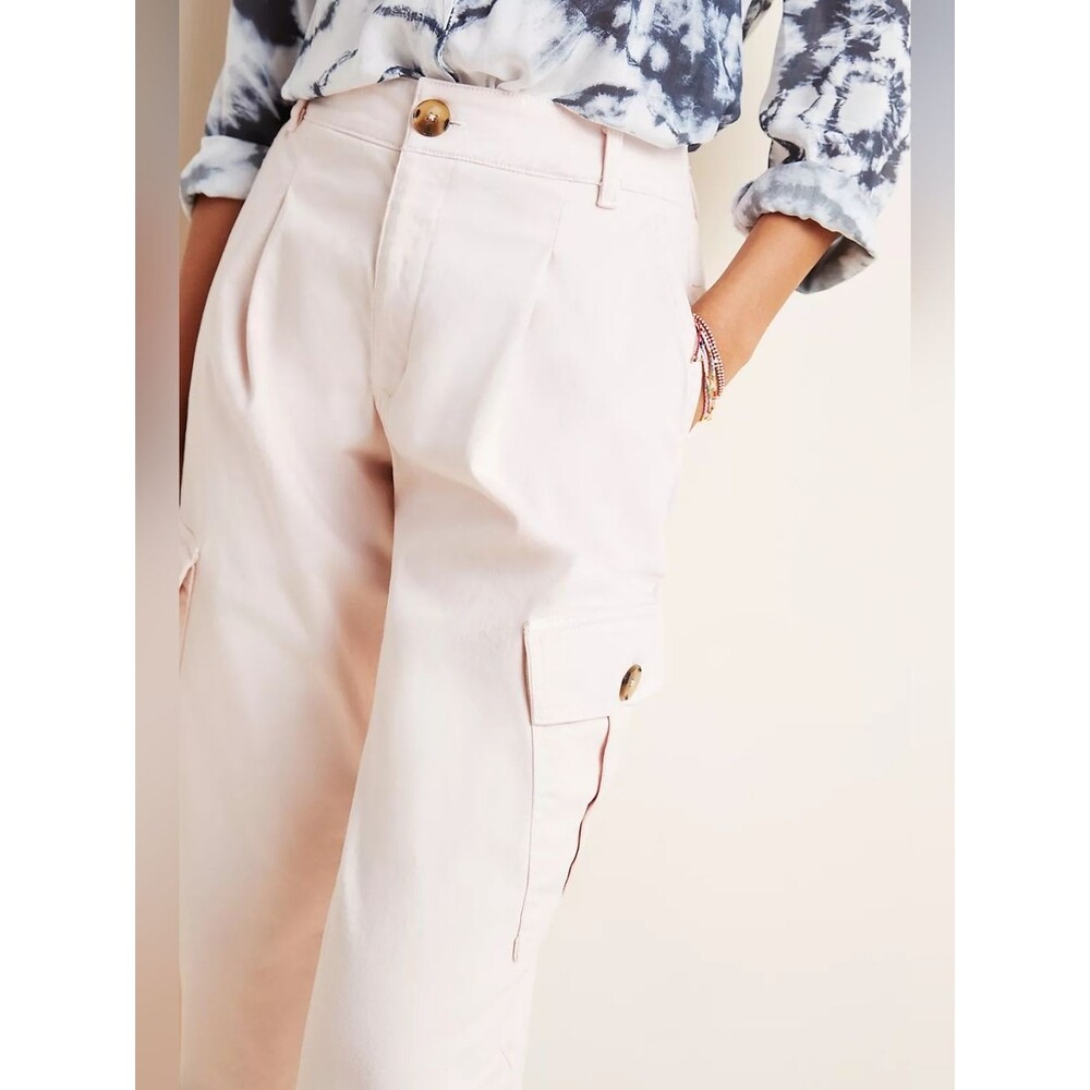 NWT Anthropologie Amadi Laurie Cargo Harem Pants In White Sz L - Picture 2 of 6